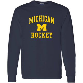 Michigan Wolverines Arch Logo Hockey Long Sleeve - Navy