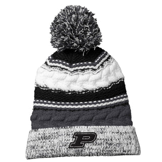 Purdue Primary Logo Pom Pom Team Beanie