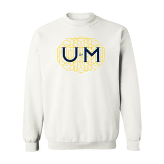 Michigan Ornate Initials Crewneck Sweatshirt - White