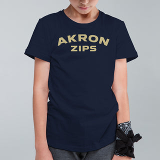 Akron Zips Arch Logo Youth T-Shirt - Navy