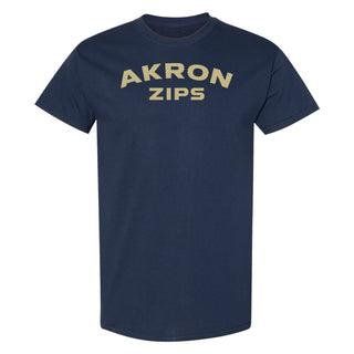 Akron Zips Arch Logo T Shirt - Navy