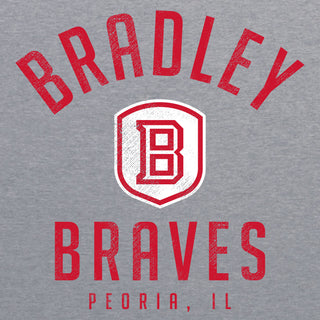 Bradley University Braves Division Arch Canvas Triblend Short Sleeve T Shirt - Athletic Grey