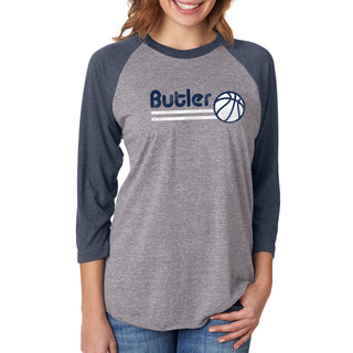 Butler University Bulldogs Basketball Bubble Raglan 3/4 Sleeve - Premium Heather/Vintage Navy