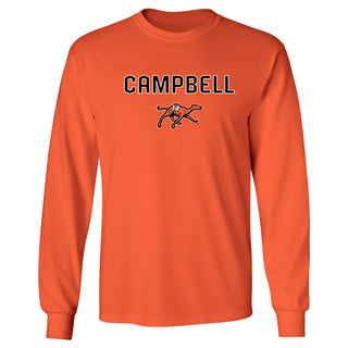 Campbell University Fighting Camels Arch Logo Basic Cotton Long Sleeve T-Shirt - Orange