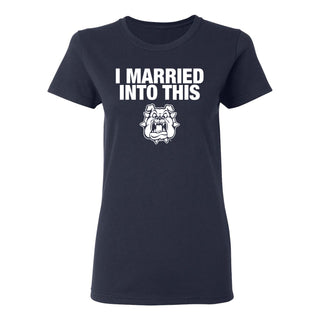 Fresno State Bulldogs I Married Into This Women's T-Shirt - Navy