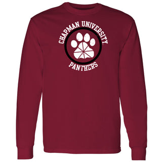 Chapman University Panthers Distressed Circle Logo Long Sleeve T-Shirt - Cardinal