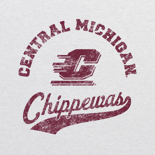 Central Michigan Retro Script NLA Triblend T-Shirt - Heather White