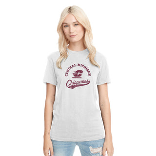 Central Michigan Retro Script NLA Triblend T-Shirt - Heather White