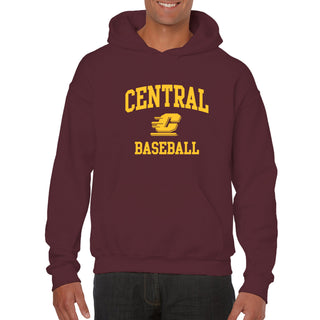 Central Michigan Arch Logo Baseball Hoodie - Maroon