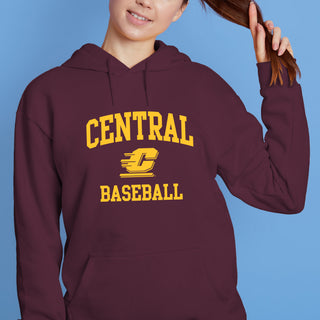 Central Michigan Arch Logo Baseball Hoodie - Maroon