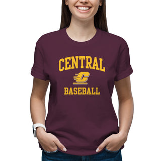 Central Michigan Arch Logo Baseball T-Shirt - Maroon