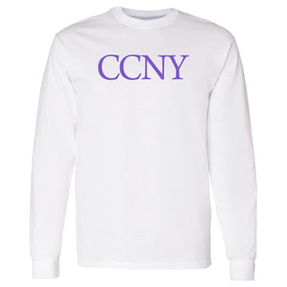 City College of New York Beavers Basic Block Long Sleeve - White