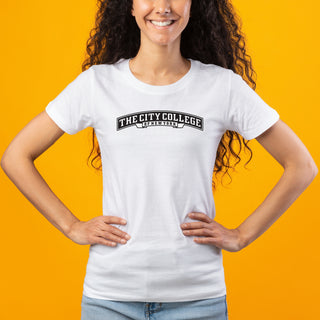 City College of New York Beavers Arch Logo Women's T-Shirt - White