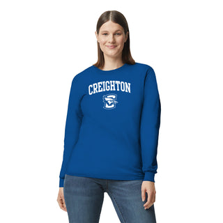 Creighton University Bluejays Arch Logo Long Sleeve T Shirt - Royal
