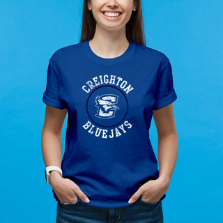 Creighton University Bluejays Distressed Circle Logo Short Sleeve T Shirt - Royal