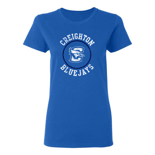 Creighton University Bluejays Distressed Circle Logo Womens Short Sleeve T Shirt - Royal