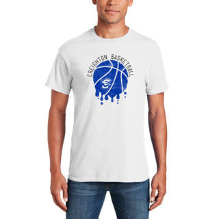 Creighton University Bluejays Basketball Dribble Basic Cotton Short Sleeve T Shirt - White