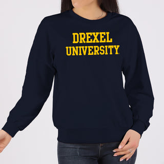 Drexel University Dragons Basic Block Crewneck Sweatshirt - Navy