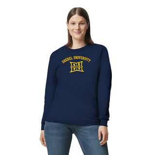 Drexel University Dragons Arch Logo Long Sleeve - Navy