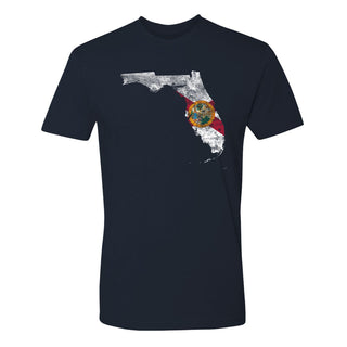 Florida Distressed State Flag Outline NLA T-Shirt - Midnight Navy