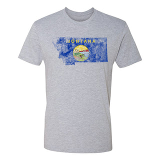 Montana Distressed State Flag Outline NLA T-Shirt - Heather Grey