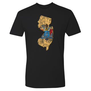 New Jersey Distressed State Flag Outline NLA T-Shirt - Black