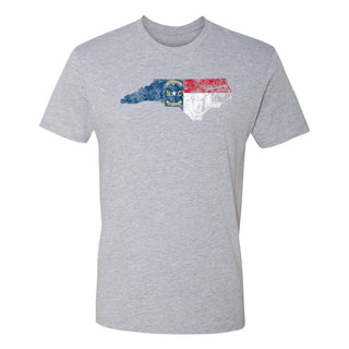 North Carolina Distressed State Flag Outline NLA T-Shirt - Heather Grey