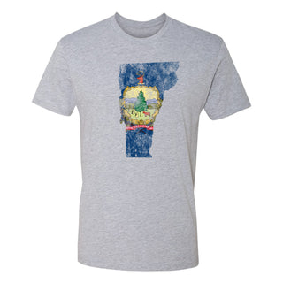 Vermont Distressed State Flag Outline NLA T-Shirt - Heather Grey