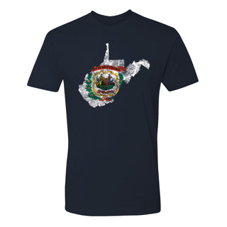 West Virginia Distressed State Flag Outline NLA T-Shirt - Midnight Navy