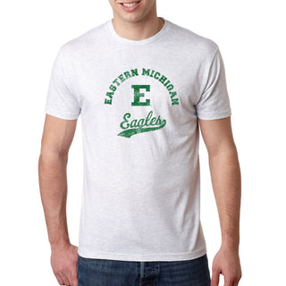 Eastern Michigan Retro Script NLA Triblend T-Shirt - Heather White
