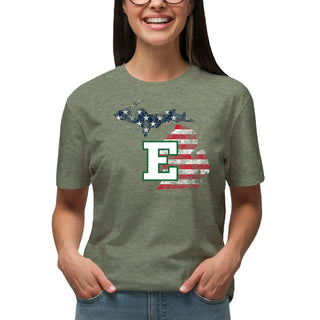 Eastern Michigan Patriotic State Silhouette T-Shirt - Heather Military