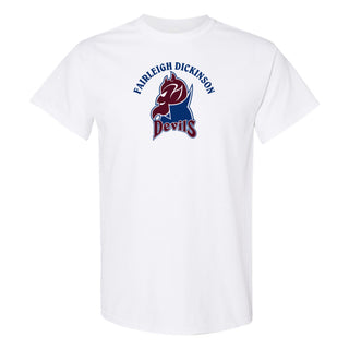 Fairleigh Dickinson University Devils Arch Logo Basic Cotton Short Sleeve T Shirt - White