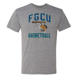 Florida Gulf Coast University Eagles Retro Faded Basketball Short Sleeve T Shirt - Premium Heather