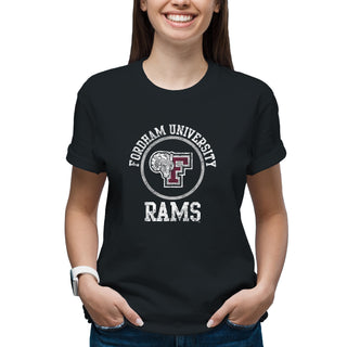 Fordham University Rams Distressed Circle Logo T-Shirt - Black