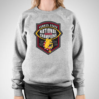 Ferris State 2025 Football National Champions Crewneck Sweatshirt - Sport Grey