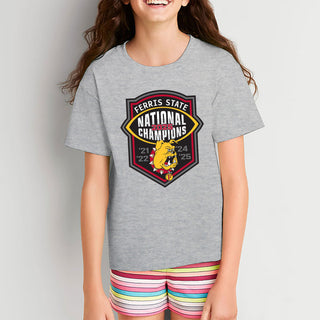 Ferris State 2025 Football National Champions Youth T-Shirt - Sport Grey