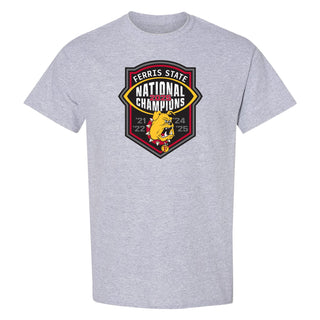 Ferris State 2025 Football National Champions T-Shirt - Sport Grey