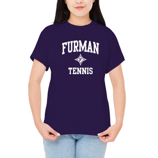 Furman Arch Logo Tennis T-Shirt - Purple