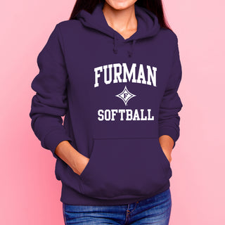 Furman Arch Logo Softball Hoodie - Purple