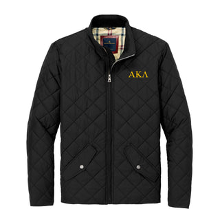 Alpha Kappa Lambda Greek Letter LC Brooks Brothers Quilted Jacket - Deep Black