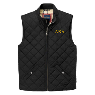 Alpha Kappa Lambda Greek Letter LC Brooks Brothers Quilted Vest - Deep Black