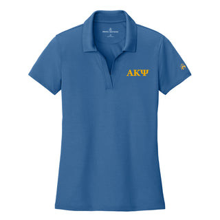 Alpha Kappa Psi Greek Letter LC Brooks Brothers Women’s Mesh Pique Performance Polo - Charter Blue