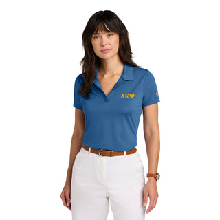 Alpha Kappa Psi Greek Letter LC Brooks Brothers Women’s Mesh Pique Performance Polo - Charter Blue