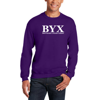 Beta Upsilon Chi Greek Letter Block Crewneck - Purple
