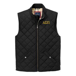 Delta Sigma Pi Greek Letter Block LC Brooks Brothers Quilted Vest - Deep Black