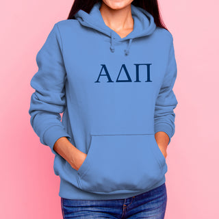 Alpha Delta Pi Greek Letter Block Hoodie - Carolina Blue
