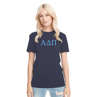 Alpha Delta Pi Greek Letter Block NLA Triblend T-Shirt - Vintage Navy