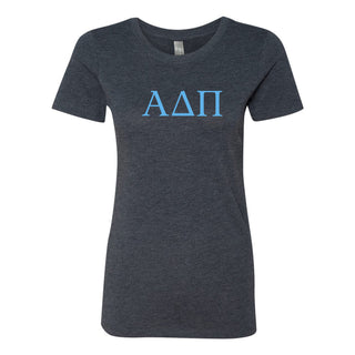 Alpha Delta Pi Greek Letter Block Womens NLA Triblend T-Shirt - Vintage Navy