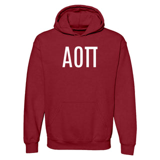 Alpha Omicron Pi Greek Letter Block Hoodie - Cardinal