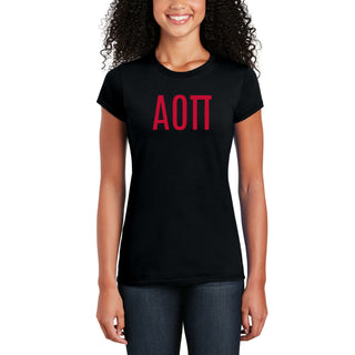 Alpha Omicron Pi Greek Letter Block Womens T-Shirt